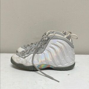 Nike Silver Gray Foamposite Sneakers with Iridescent Finish